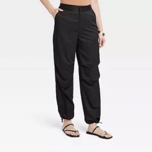 A New Day Solid Black High-Rise Parachute Pants Size 10
